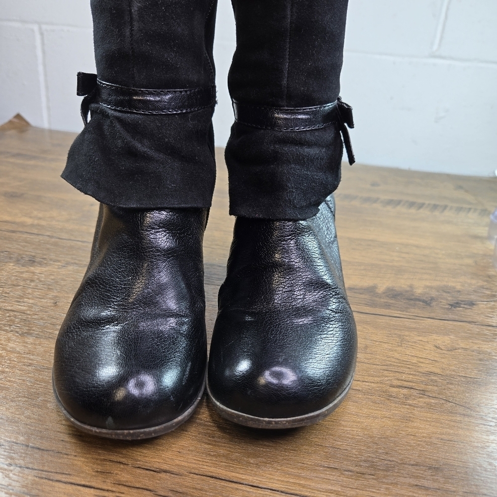 Naya Anthropologie Juniper Black Leather Suede Romantic Victorian Tall Boots - Picture 9 of 12